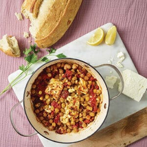 Greek inspired baked chickpeas from Amy Myrdal Miller